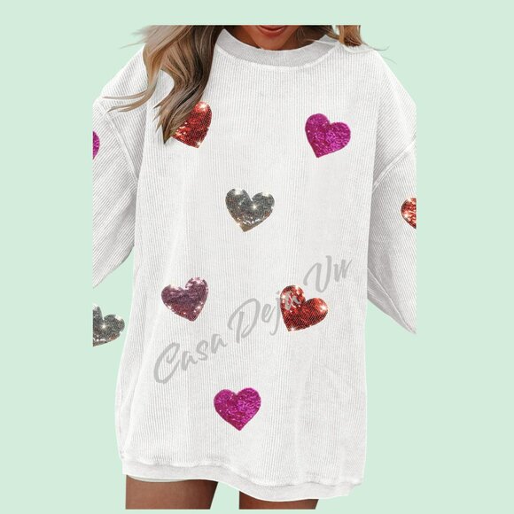 Uber Soft Comfy Baggy Slouchy Drop Shoulders White Pullover with a Little Bling - Picture 6 of 8